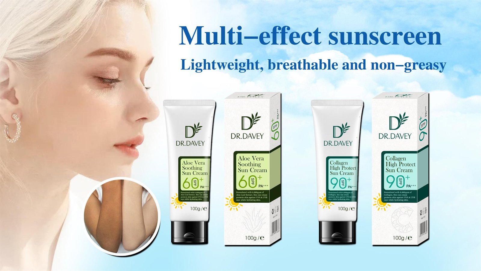 DR.DAVEY SPF60 Aloe Vera Sunscreen SPF60 Private Label Sun Cream - Image 5