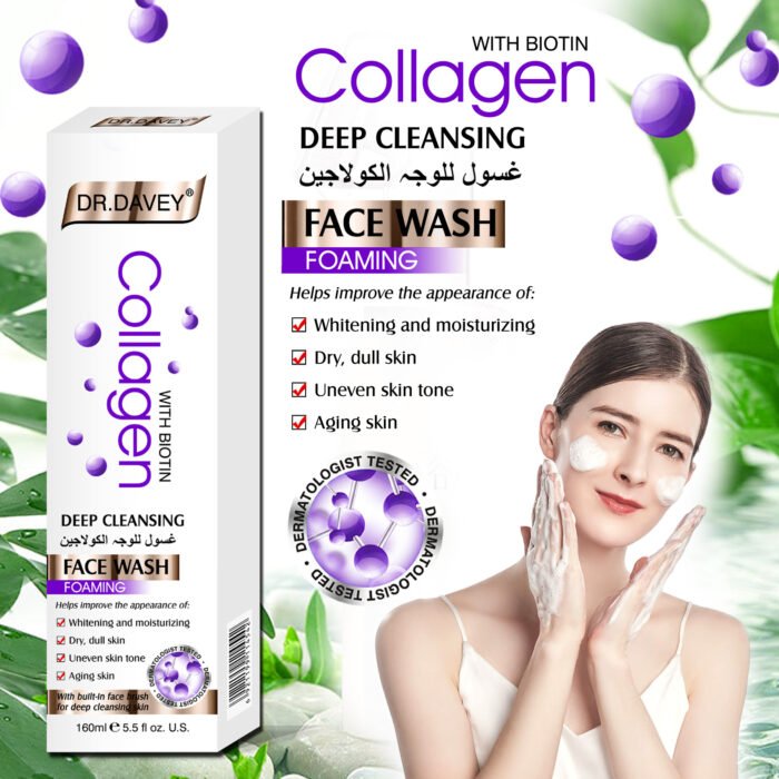 DR.DAVEY Collagen Face Wash Foam Facial Cleanser Whitening Skin Moisturizing Firming Oil Control With Massage Brush - Image 7