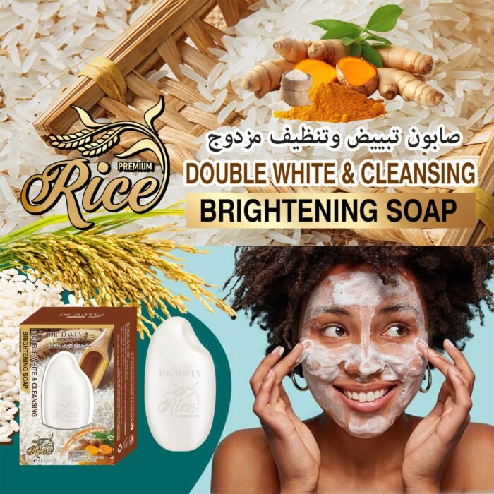 DR.DAVEY OEM ODM Double Whitening Cleansing Rice Soap Remove Dark Spot Blemishes Freckle Facial Soap - Image 3