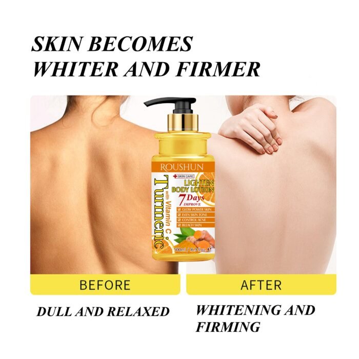 ROUSHUN Body Cream Turmeric Vitamin C Private Label Moisturizer Whitening Lotion Turmeric Body Lotion - Image 3