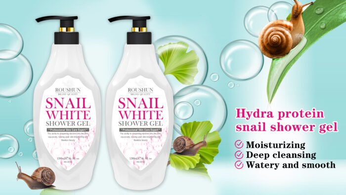 ROUSHUN Private Label Shower Bath Snail White Watery and Smooth Deep Cleansing Shower Gel - Image 3