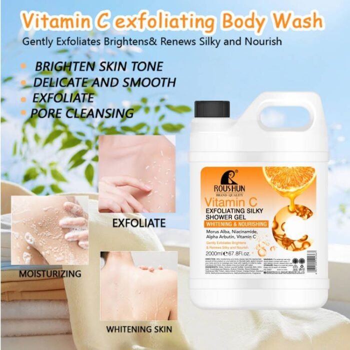 ROUSHUN Private Label Body Wash Vitamin C Nourishing Whitening Brightening Firming Shower Bath - Image 3