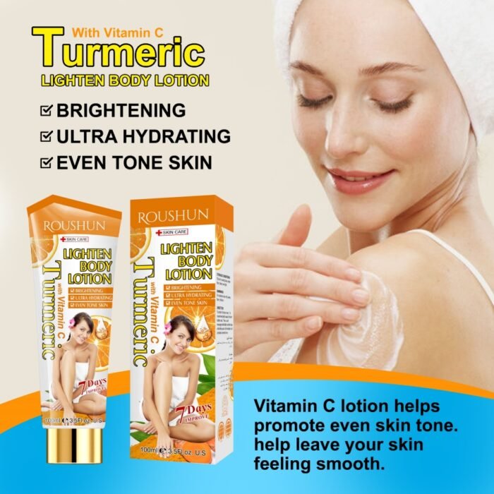 ROUSHUN Turmeric Whitening Body Cream Vitamin C Brightening Lightening Skin Care Manufacturer Body Lotion - Image 3