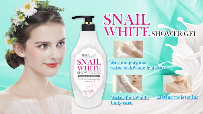 ROUSHUN Private Label Shower Bath Snail White Watery and Smooth Deep Cleansing Shower Gel - Image 4