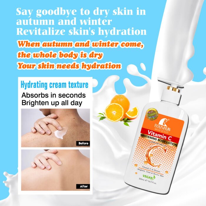 ROUSHUN Vitamin C Body Cream Moisturizing Skin Whitening Body Care Cream Brightening - Image 4