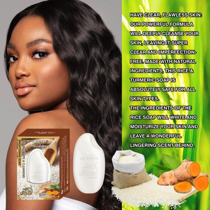 DR.DAVEY OEM ODM Double Whitening Cleansing Rice Soap Remove Dark Spot Blemishes Freckle Facial Soap - Image 4