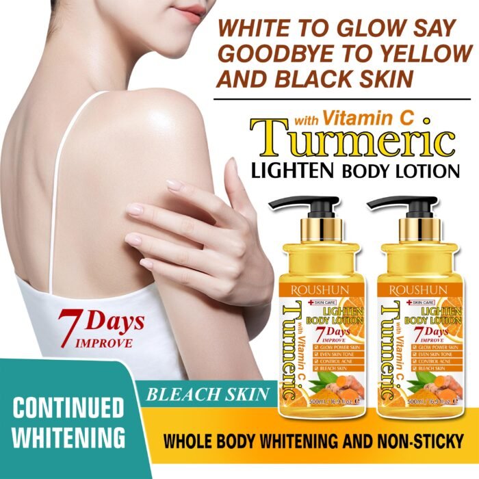 ROUSHUN Body Cream Turmeric Vitamin C Private Label Moisturizer Whitening Lotion Turmeric Body Lotion - Image 4