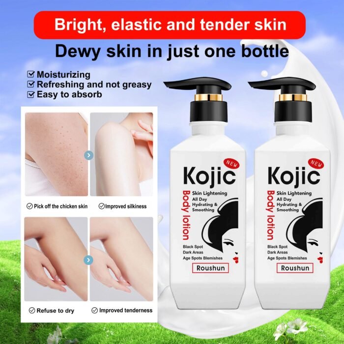 ROUSHUN Wholesale Body Lotion Kojic Acid Whitening Skin Ligthening All Day Hydrating Smoothing Body Lotion - Image 4