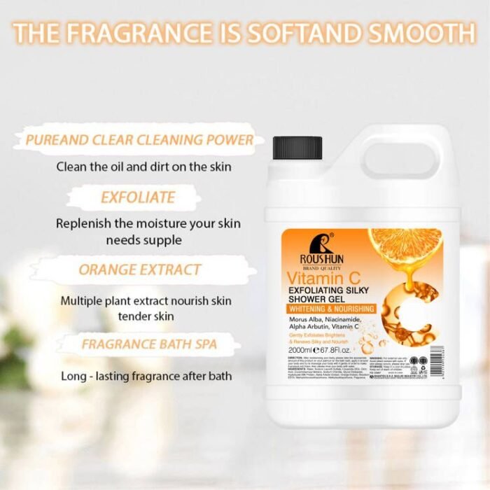 ROUSHUN Private Label Body Wash Vitamin C Nourishing Whitening Brightening Firming Shower Bath - Image 4