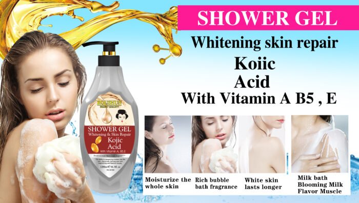 ROUSHUN OEM ODM Shower Gel Kojic Acid Skin Repairing Vitamin E Water Supply Shower Bath - Image 4
