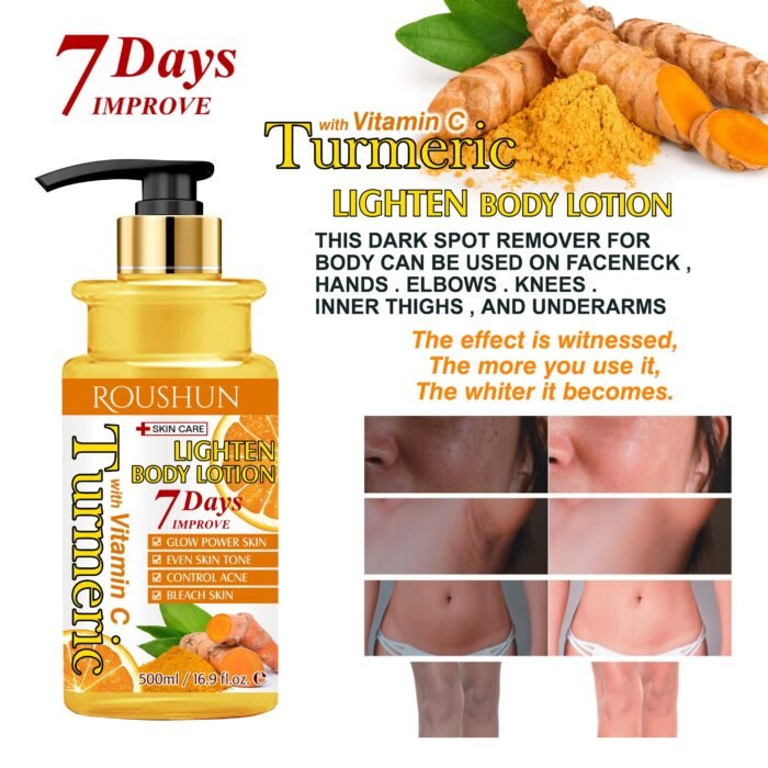 ROUSHUN Body Cream Turmeric Vitamin C Private Label Moisturizer Whitening Lotion Turmeric Body Lotion - Image 5