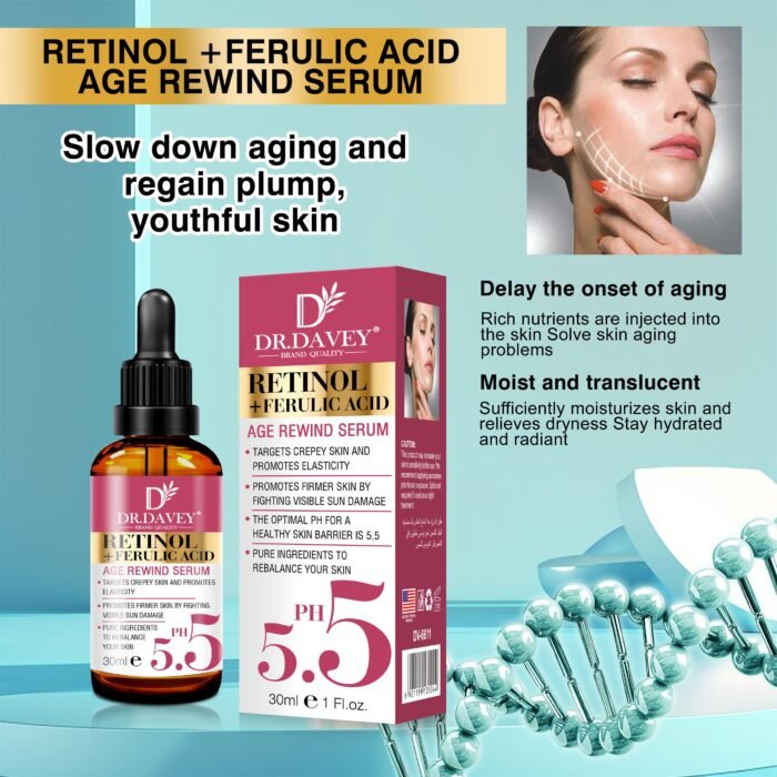 DR.DAVEY Wholesale Ferulic Acid Retinol Face Serum Reduce Finelines Firming Moisturizing Facial Serum - Image 5