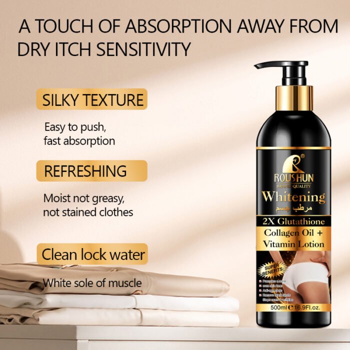 ROUSHUN Gluta Whitening Body Lotion With Collagen Oil Anti-age Body Cream - Image 5