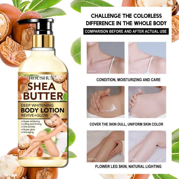 ROUSHUN Skin Lighting Lotion Shea Butter Deeply Nourishing Whitening Firming Skin All Day Private Label Body Lotion - Image 5