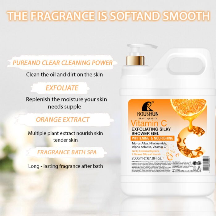 ROUSHUN body skin care Private Label Body Wash Vitamin C Whitening Brightening Shower Bath - Image 6